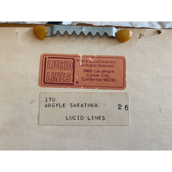 Vintage Lucid Lines Photography on Glass Argyle Sweater 1979 Wicker Frame - Picture 7 of 7